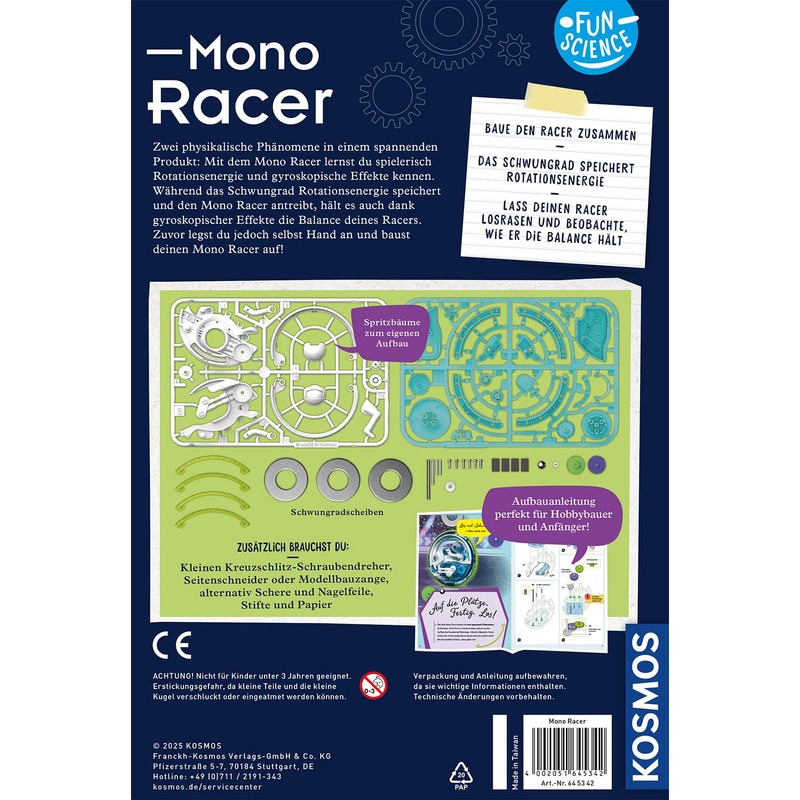KOSMOS Fun Science 645342 Mono-Racer, Fast Ride on a Wheel,