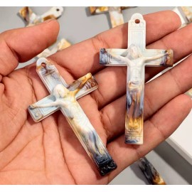 Fashion Jewelry Large ITALIAN IMPORT CROSS FAITH JESUS CRUCIFIX on 925 PLATED SILVER 20" CHAIN