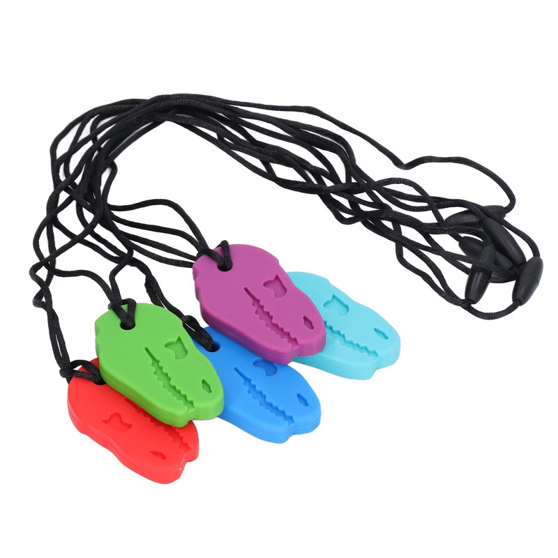 5pcs Infants Teething Necklace Silicone Exercise Senses Soothing Gum Chewing