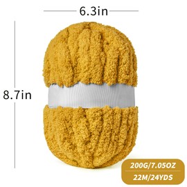 10 Pack Turmeric Jumbo Thick Yarn, Chenille Yarn for Crocheting, Chunky Yarn for Hand Knitting, Soft Plush Yarns, 240yds/70.5oz Super Bulky Blanket Crochet Yarns