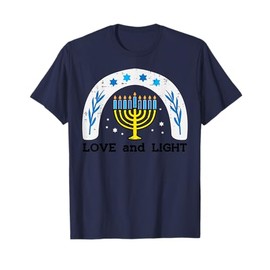 Love And Light Menorah Hanukkah Chanukah Jew Men Women Kids T-Shirt