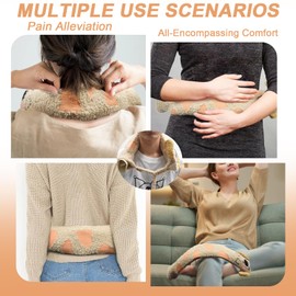 Cyiecw Cartoon Plush Hot Water Bottle Long, 1 Litre Kids Hot Water Bottle with Soft Cover, 57 x 10cm Small Capacity Tube Hot Water Bottle Animal for Shoulder, Neck (Dog)