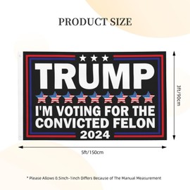 Generic I'm Voting For The Convicted Felon 2024 Flag 3x5 Double Sided Outdoor Flag Tapestry Banner Poster Flag For Room Outdoor Indoor Garden Flag Decorative Gifts, Black