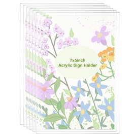 PATIKIL Acrylic Sign Holder, 6 Pack 7x5 Wall Sign Paper Holder Clear Picture Frame with Double Side Adhesive Tape for Office Restaurant Memo Menu Guide, Vertical