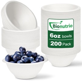 Bionutrio 6 oz Paper Bowls Compostable, 200 Pack Small Disposable Bowls
