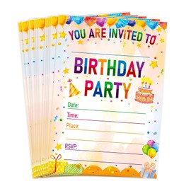 Birthday party Invitation Card, 30 Packs, 7 X 5 Inches, Colorful rainbow Design with Filling Details, Perfect for Children's Celebration Activities, Birthday, Rainbow, Children's, Perfect, Party, card