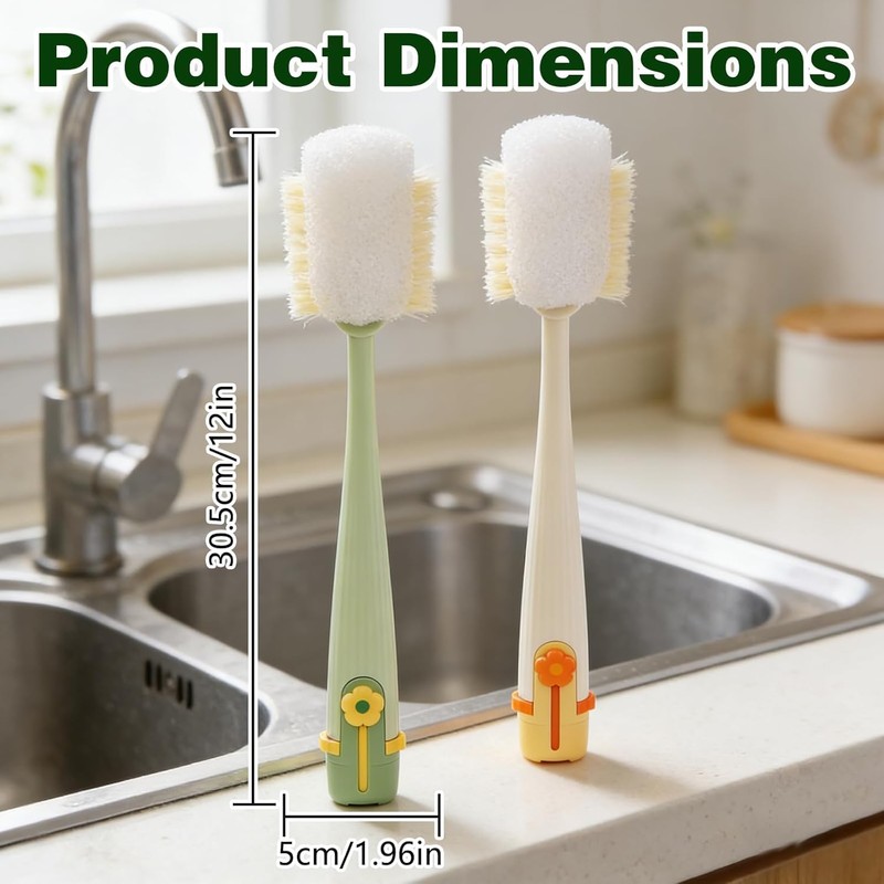 5-in-1 Bottle Cleaning Brush Set, Multifunctional Kitchen Lid Scrubber with