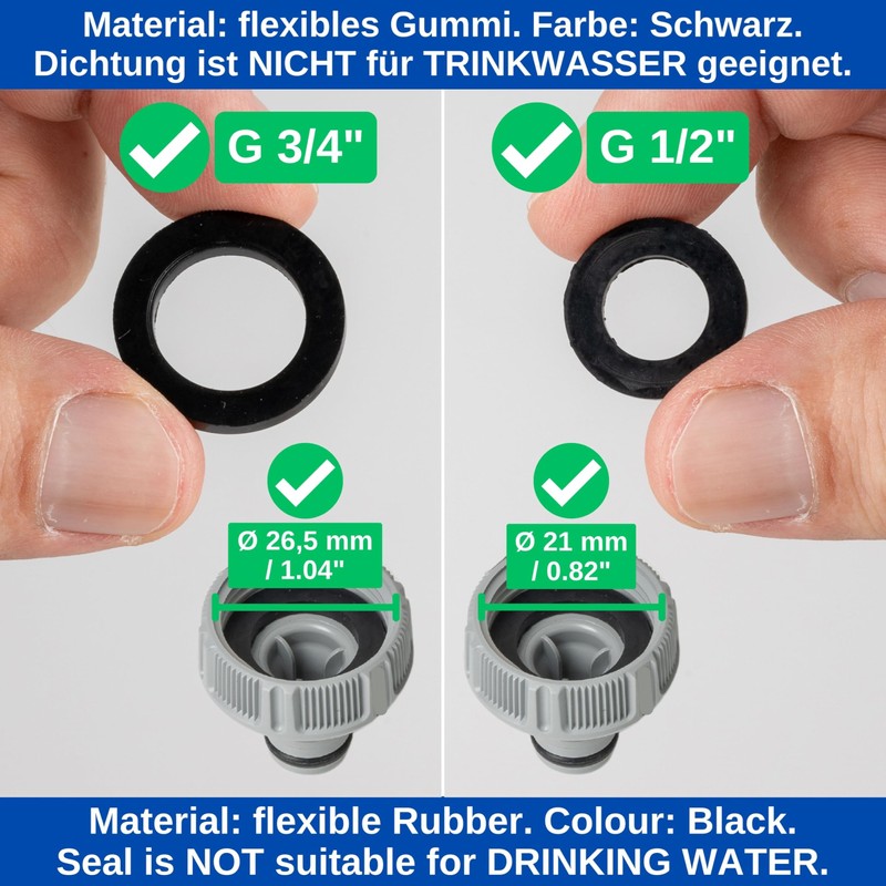 Replacement Flat Seal Set, 50 Pieces, for G 1/2 Inch