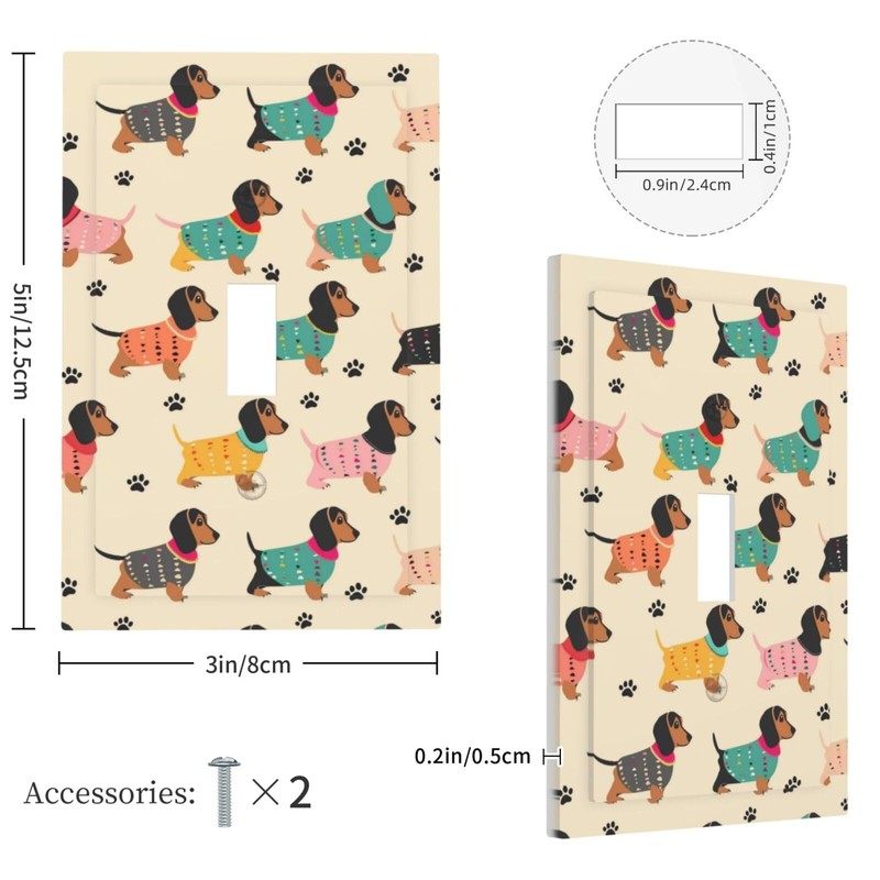 Buyidec Dachshund Colorful 1 Gang Single Toggle Outlet Light Switch