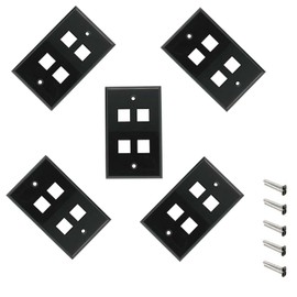 iMBAPrice 4 Port Keystone Jack Wall Plate 1-Gang - Black (Pack of 5)