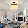 Qgiytp 13" Double Drum 3-Light Semi Flush Mount Ceiling Light
