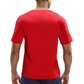 MIER Men's Workout Tee Shirts Short Sleeve Dry Fit Gym Athletic Running Performance T-Shirts, Breathable, Red, L