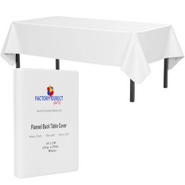 Flannel Backed Vinyl Tablecloths, Solid Color Premium Quality Waterproof Table Cover (54 Inch. X 108 Inch, White) - Exquisite