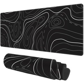 Alfombrilla de mouse grande para juegos de mapas topográficos, de 31.5 x 11.8 pulgadas, alfombrilla de mouse extragrande, con base antideslizante de