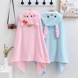 Newborn Baby Hooded Coral Fleece Character Bathrobe Cape Free Size/Green Caterpillar Cape 4ea
