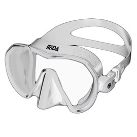 SpearPro Irida Dive Mask: Single-Lens Design, Low Volume, Tempered Glass, Silicone Skirt - Snorkeling, Scuba Diving, Spearfishing, Freediving, Water Sports (White)