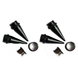 Zaya Body Jewelry 2 PAIRS Black Tapers and 316L Steel Tunnels Ear Stretching Kit gauges plugs 0g - 1 inch (7/16 1/2)