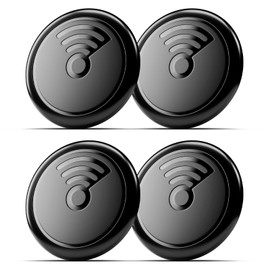 Hongtop Air Tags-4 Pack Air Tracker Item Finder Work with Apple Find My(iOS Only) Track Keys,Wallet,Luggage,Backpack,Super Lightweight,Come with 4 Keychains and Waterproof Cases (Black)