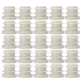 uxcell 7/8" 22mm OD Plastic Round Ribbed Tube Insert Pipe End Cover Cap White 25pcs, 0.75"-0.83" Inner Dia, Furniture Chair Table Feet Floor Protector
