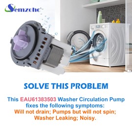 EAU61383503 Washer Circulation Pump Compatible with LG ken-more Washers 7964100261 7964100361 7964107231 Replaces EAU62263303, 4681EA2001C 4681EA2001V, AP5620091, PS36524488