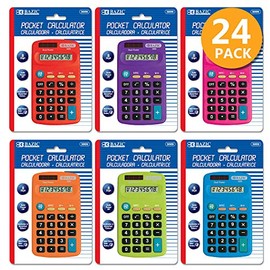 BAZIC 8-Digit Dual Power Pocket Size Calculator, 24-Pack