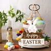 Happy Easter Bunny Table Sign Decorations, Easter Wooden Block Tabletop