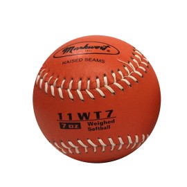 Markwort Weighted Softballs 11 inch Leather Cover Throwing Training Aids - 7 ounce
