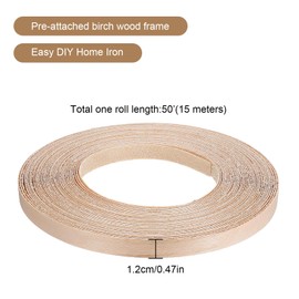 Birch Edge Banding 1/2 Inch X 50 Ft Preglued Iron on Wood Veneer Edging, Birch Iron-On Veneer Edge Band, Self Adhesive-Flexible Plywood Wood Tape for Cabinet Furniture Restoration