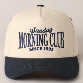 MIRMARU Retro Two-Tone Vintage Canvas Trucker Hats (1827, Sunday Morning Club, Navy)