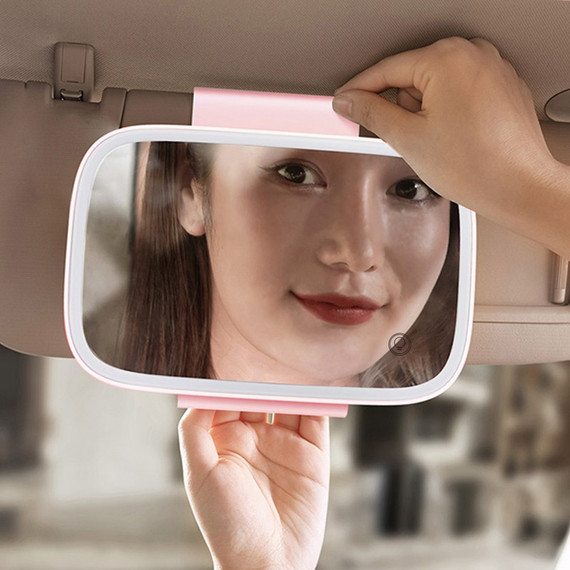 Car Sun Visor Mirror with LED Lights Makeup Sun-shading Cosmetic
