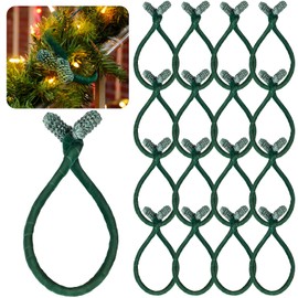Jutom 16 Pcs 20 Inches Christmas Garland Ties Decorative Twist Ties Green Velvet Reusable and Flexible Banister Ties Garland Ties for Xmas Light Banisters Home Stairways Railings Decoration
