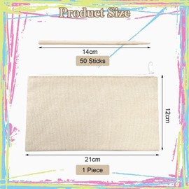 FDGGT Pack of 50 Scratching Brushes and 1 Storage Pencil Case, Wooden Scratch Pens, Painting Tools for Children, Scratch Art Accessories for Children