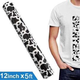 Animal Print Heat Transfer Vinyl Roll 12 Inch x 5 Feet Animal Pattern Vinyl Iron on HTV for Clothing T-Shirts DIY Decoration (Cow Patterned)