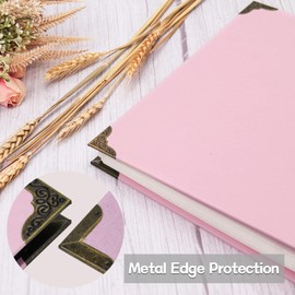 Vienrose Photo Album Self Adhesive 40 Pages Hardcover with DIY Scrapbooking Kit 3 Rings Paper Scrapbook for Lover Friends Kids Wedding Pink