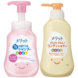 Merit Foaming Shampoo, Kids, Pump for Tangle Hair, 10.1 fl oz (300 ml) + Smooth, Conditioner, Kids Pump, 12.2 fl oz (360 ml), Set of 2, Assorted