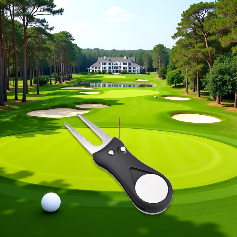Cawhui 1Pc Black Golf Repair Tool Stainless Steel Foldable, Golf