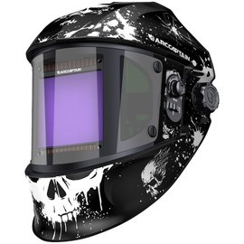 ARCCAPTAIN Auto Darkening Welding Helmet with Side View, 180° Panoramic View, 1/1/1/1 True Color Large Viewing Welding Hood with 4 Arc Sensor Solar Powered, Wide Shade 4/5-9/9-13 for TIG MIG ARC CUT