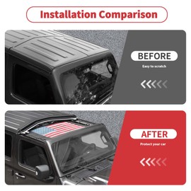Linskip Overhead Protection Sun Shade Compatible with 2018-2024 Jeep Wrangler JL JLU 4XE & 2020-2024 Jeep Gladiator JT Freedom Mesh Screen Sunshade Bikini Top Cover for Wrangler Accessories(Flag)