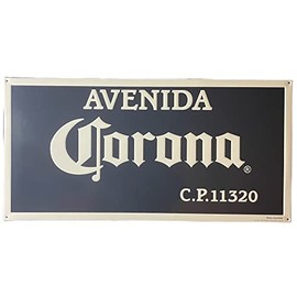 Corona Avenida C.P.11320 Tin Metal Sign | Blue | 24" x 12"