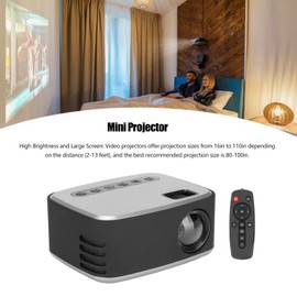 Projector, 500 lm Portable Projector, Full HD 1080P LED Film Projector, Video Projector, Silver Black for TV, PC, Laptop, Smartphone with HDMI USB AV Input