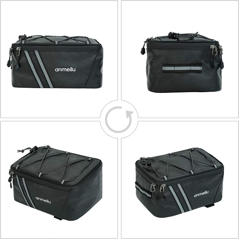 Bicycle Pannier Rack Bag, Bicycle Rear Bag with Reflective Strips