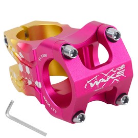 CYSKY Bicycle Stem 31.8 50 mm MTB Stem Short Handlebar Stem Riser for Road Bike, Mountain Bike, BMX, Downhill Bicycle (Pink & Gold Splicing)