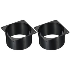 PATIKIL 5" Duct Connector Flange, 2 Pack Dryer Vent Wall Plate Square to Round Straight Ducting Plate for Air Heating Cooling Ventilation Exhaust Fan, Black