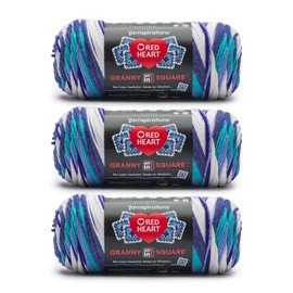 Red Heart All in One Granny Square Soft White - Amethyst Yarn - 3 Pack of 250g/8.8oz - 100% Acrylic - #4 Worsted (Medium) - 381m/417Yards - for Knitting, Crochet and Amigurumi