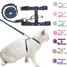 BEAUTYZOO Cat Harness and Leash Set Escape Proof for Walking, Kitten Soft Adjustable Vest Harnesses for Small Medium Large Cats, Easy Control Breathable Plaid Ribbon Nylon for Outdoor Indoor Use