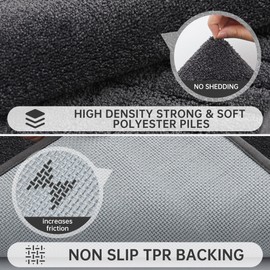 BEQHAUSE Door-Mat-Non-Slip Dirt Trapper Door Mats Low-Profile Front Door Mat Absorbent Floor Mats for Entryway Washable Mud Resistant Home Entrance Doormat,Dark Grey,24"x36"