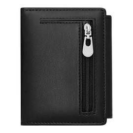 VOCUS Small Wallet for Women RFID Blocking Ladies PU Leather Card Holder Mini Compact Bifold Purse with Zipper Coin Pocket, Black, Compact Wallet, Small Card Holder