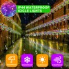 65ft Green Yellow Purple Mardi Gras Light Solar Icicle Light