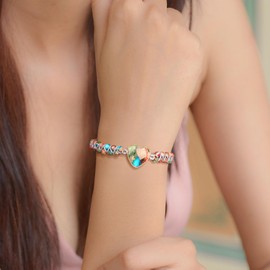 MOOGEEN Daughter Gifts Bracelet Unique Jasper Heart Bracelets for Women Birthday Christmas Gifts for Her from Mom Turquoise Jewelry to My Daughter Bracelet Inspirational Card