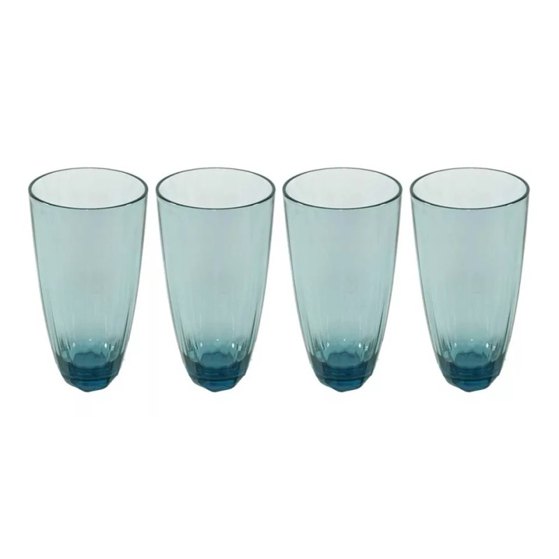 Home Ideas Set 4 Vasos High Ball Liso Acrilico Azul
